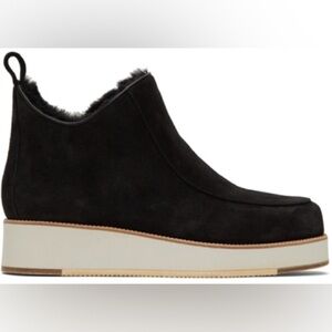 Gabriela Hearst Black Harry Suede Shearling Lined Platform Ankle Bootie Shoes 36